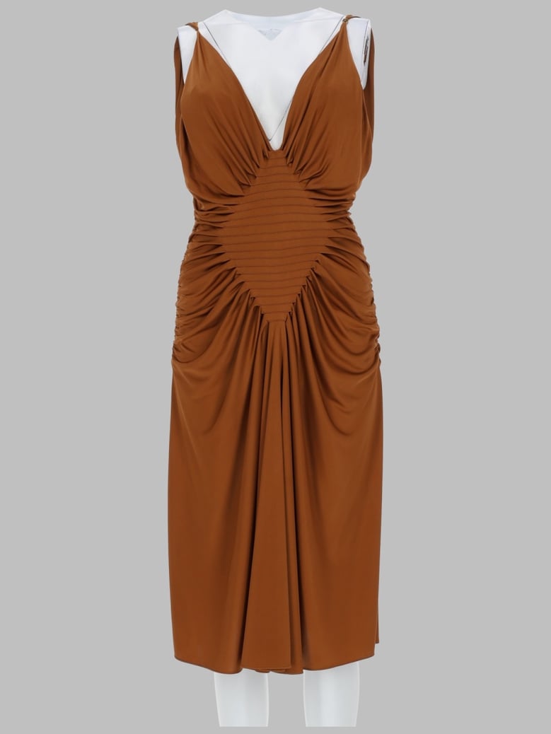 midi dress viscose jersey brown by Selfnex