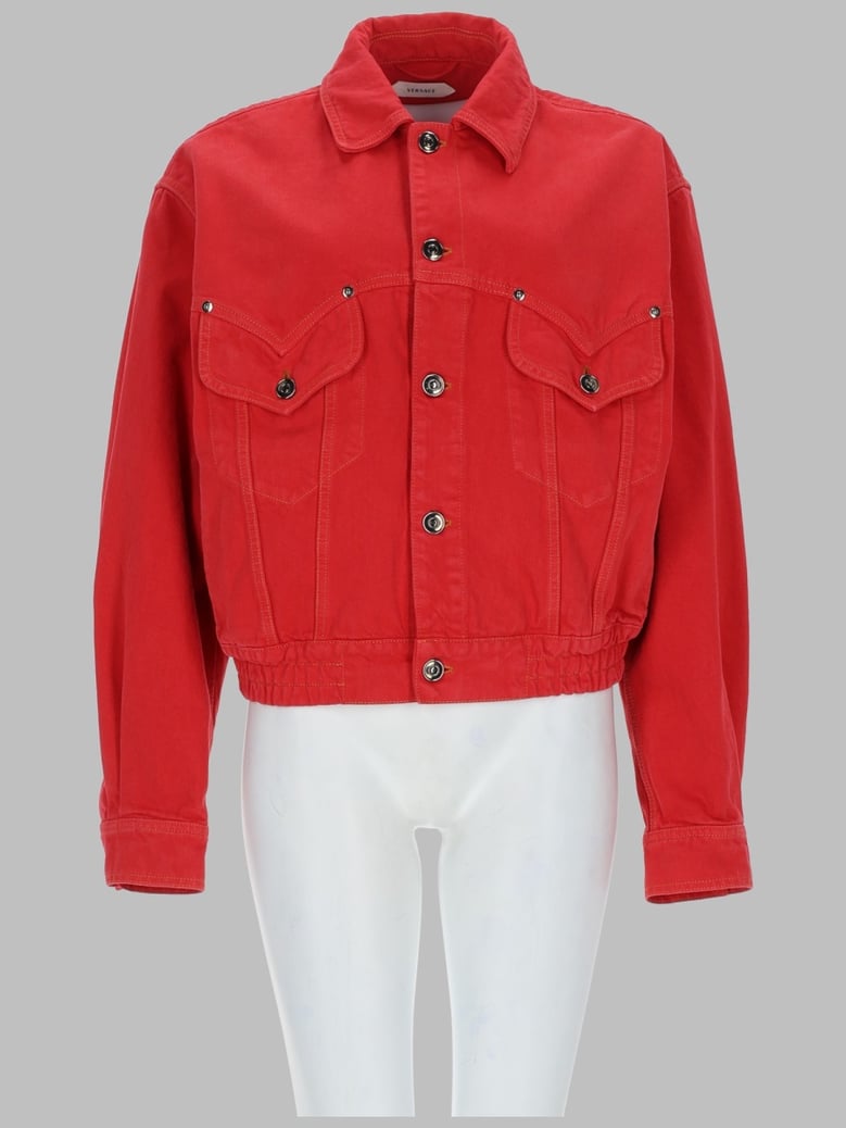 denim blouson jacket red by Selfnex