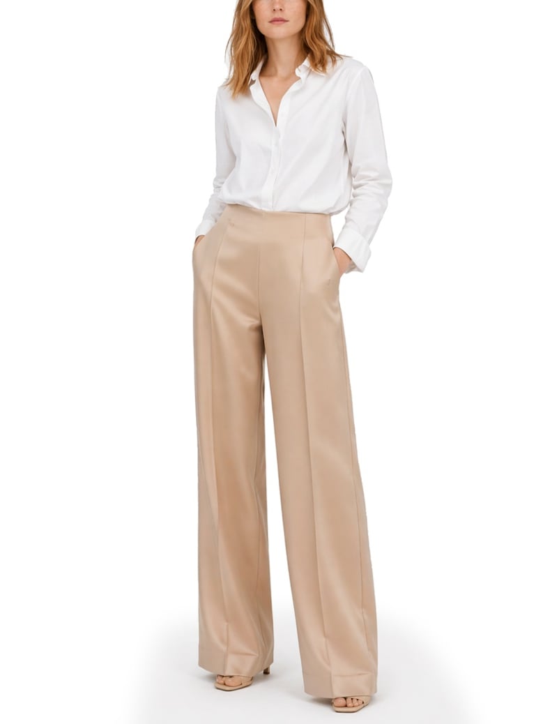 trousers straight silk beige by Selfnex