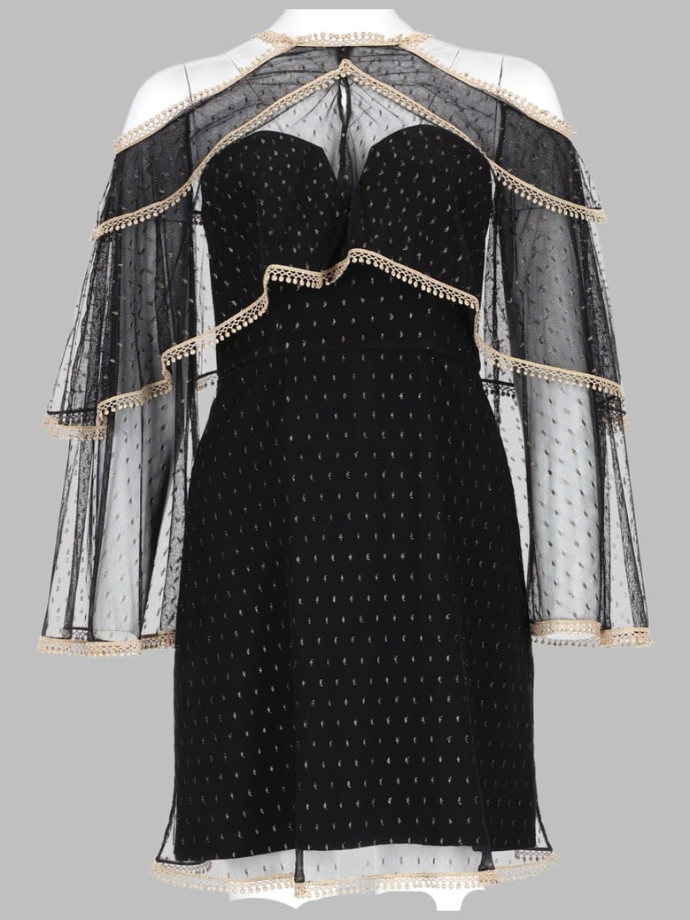 dress with cape in tulle - black by Selfnex