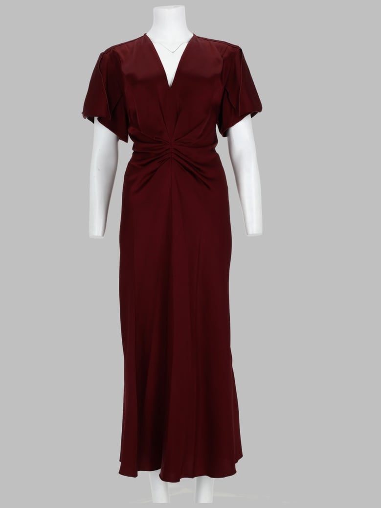 midi dress with draped v-neck by Selfnex