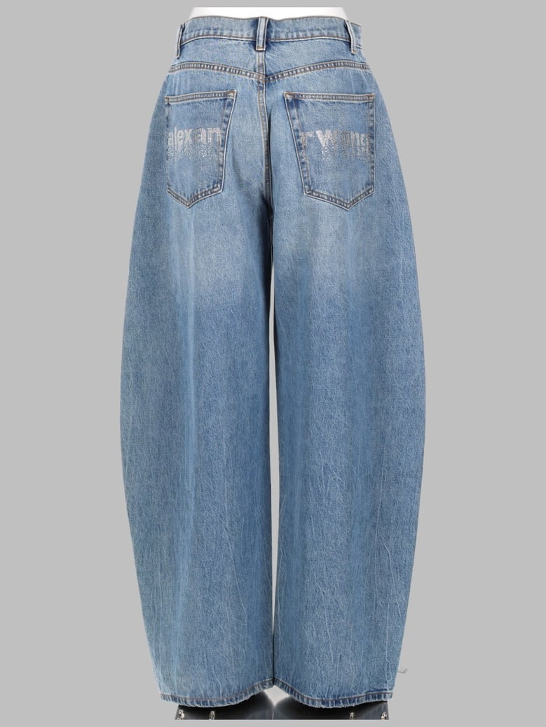 jeans blow up with strass logo blue by Selfnex