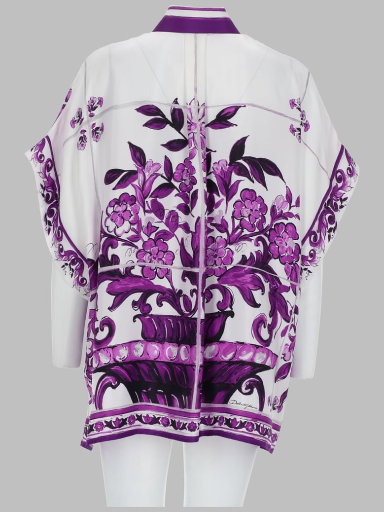 silk twill shirt - purple maiolica print by Selfnex