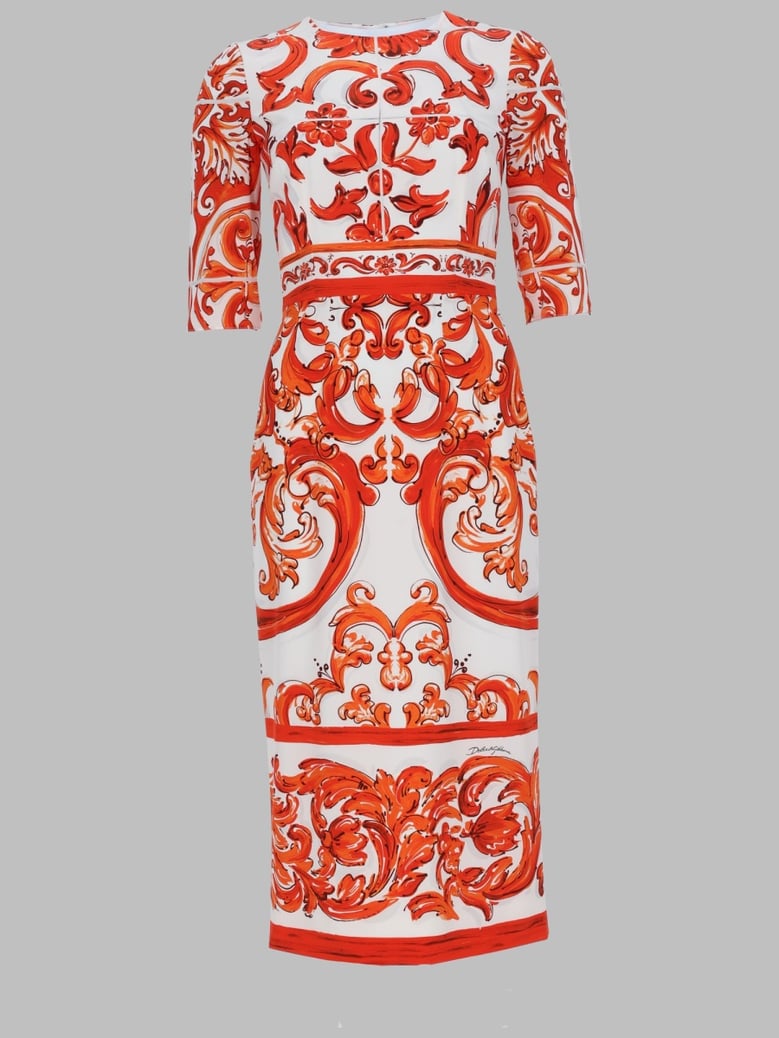 charmeuse dress orange maiolica print by Selfnex