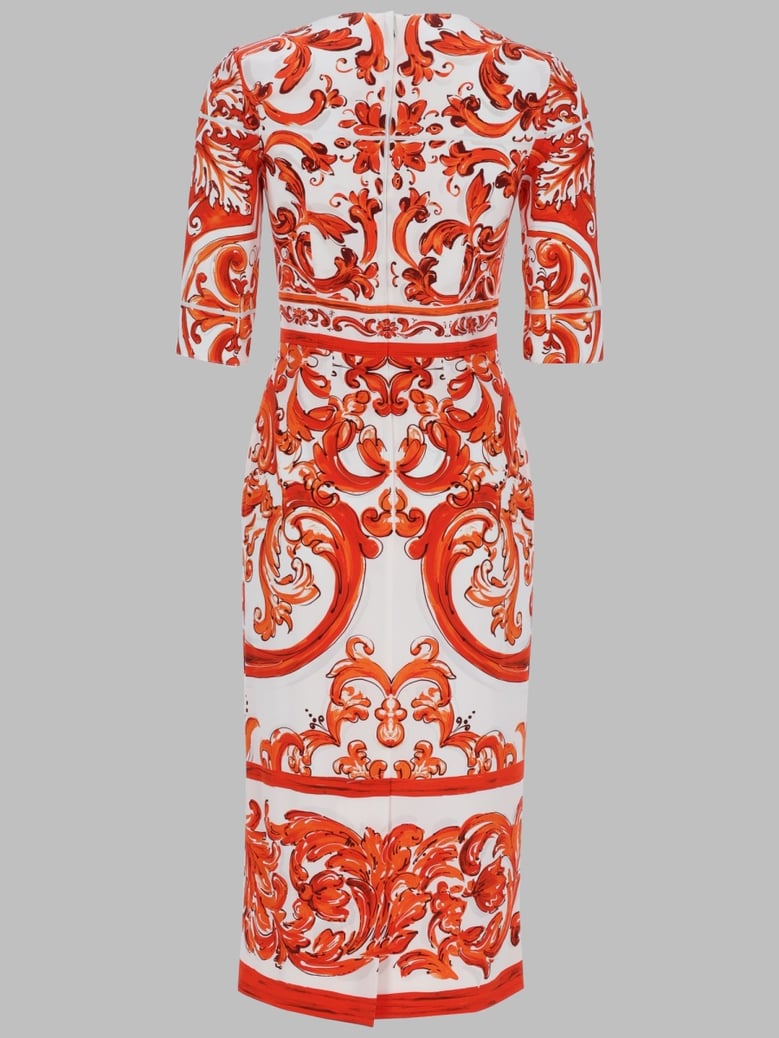 charmeuse dress orange maiolica print by Selfnex