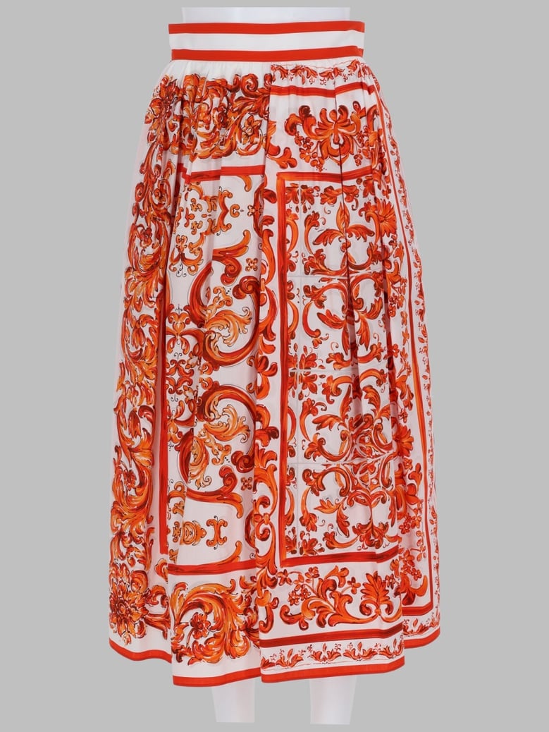 pleated poplin skirt orange by Selfnex