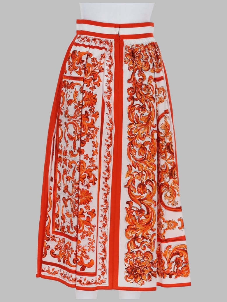 pleated poplin skirt orange by Selfnex