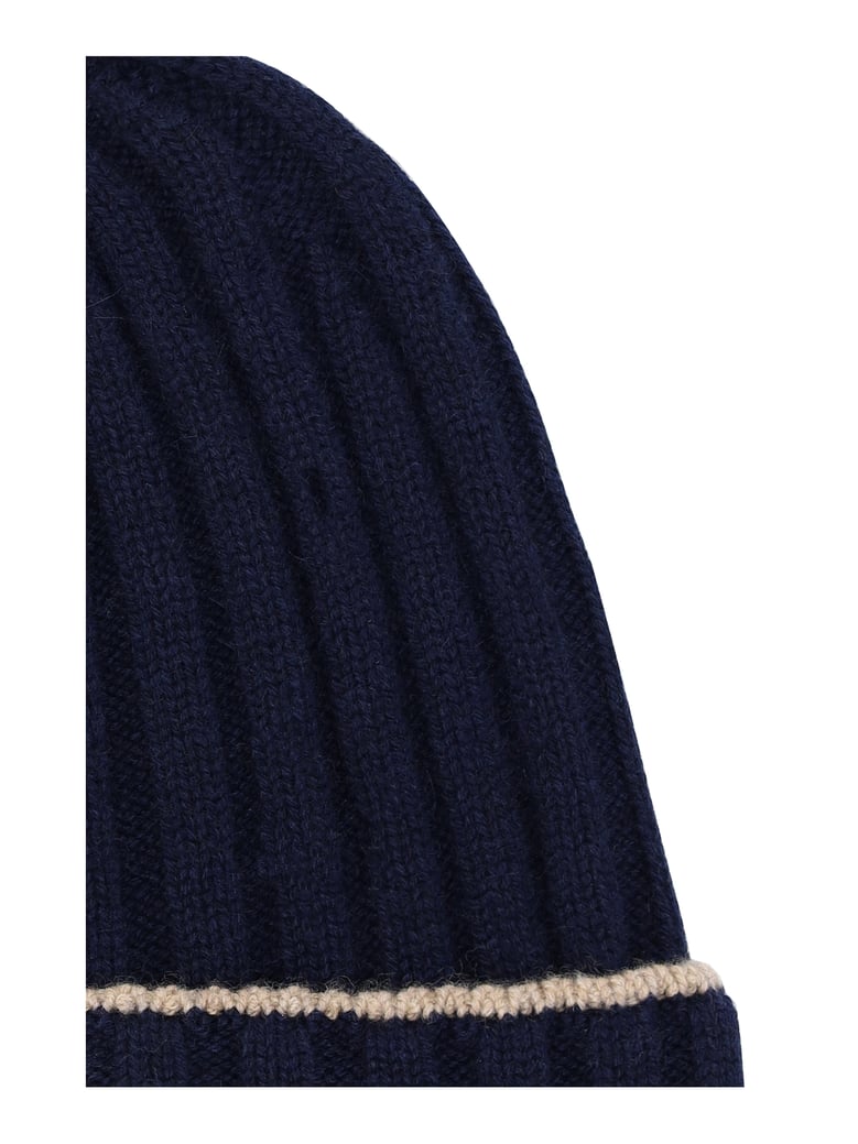 beanie hat cashmere navy/camel by Selfnex