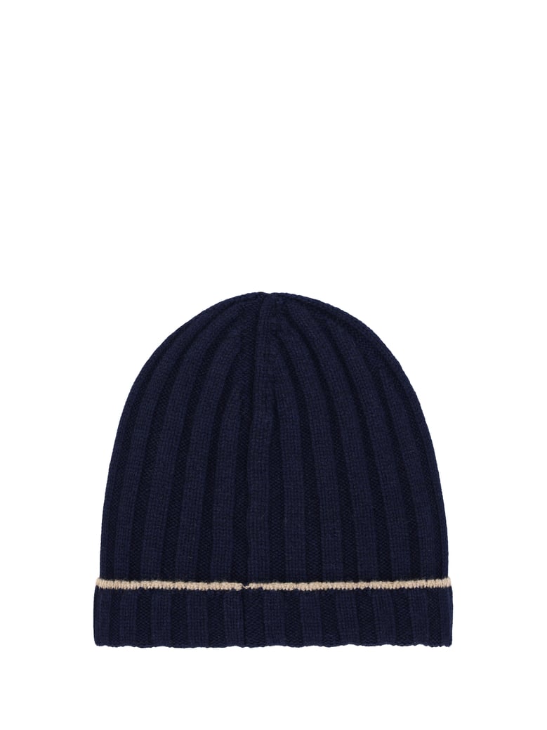 beanie hat cashmere navy/camel by Selfnex