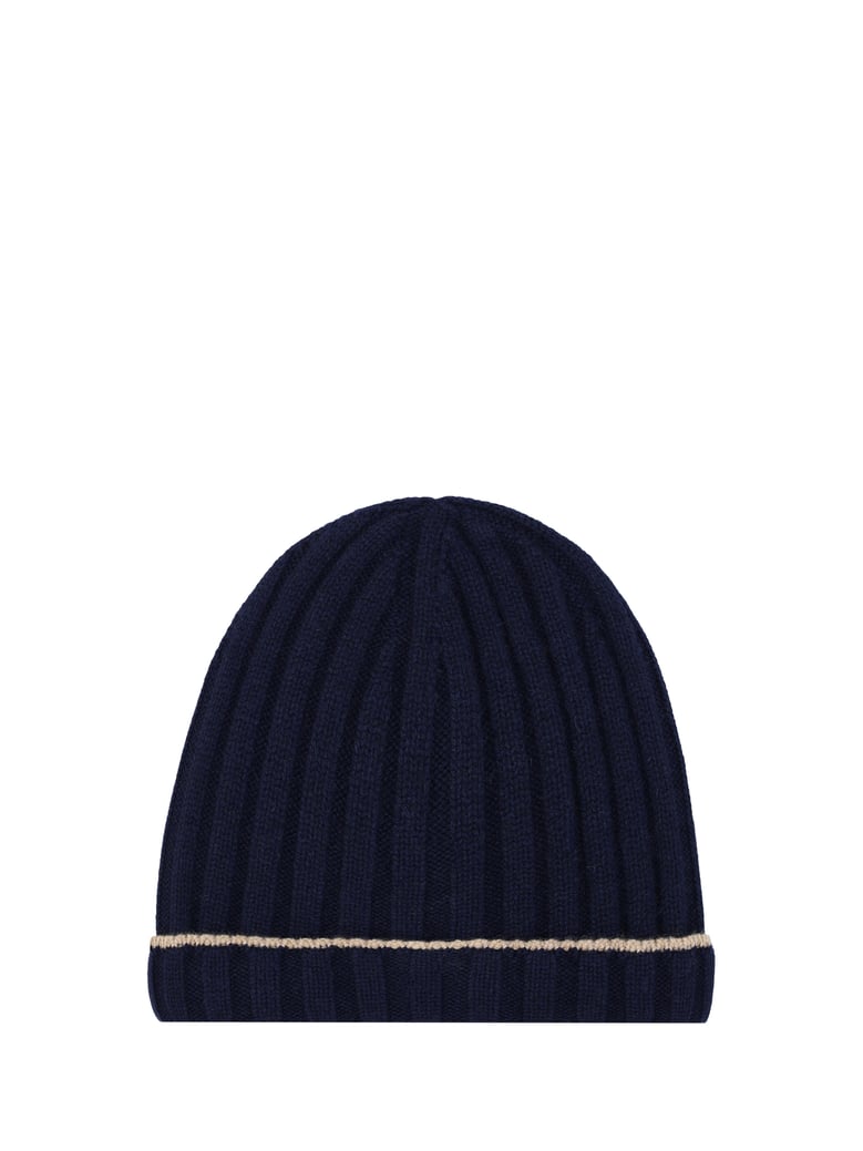 beanie hat cashmere navy/camel by Selfnex