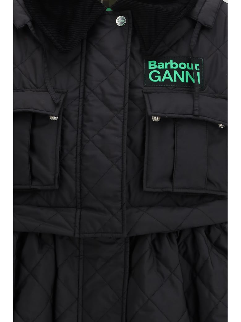 quilted hooded coat black/classic tartan by Selfnex