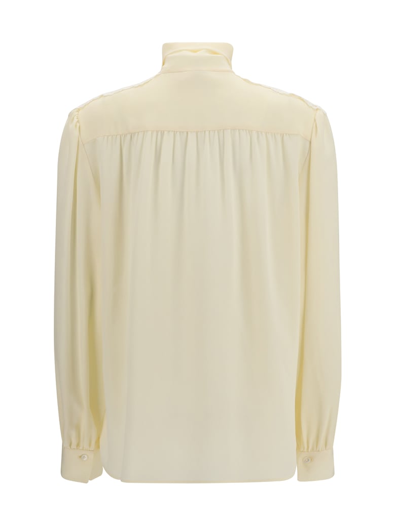 blouse with embroidered shoulders, pristine white by Selfnex