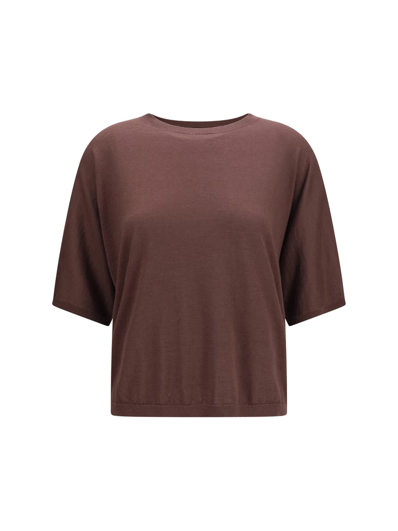 short-sleeve cashmere and silk sweater by Selfnex