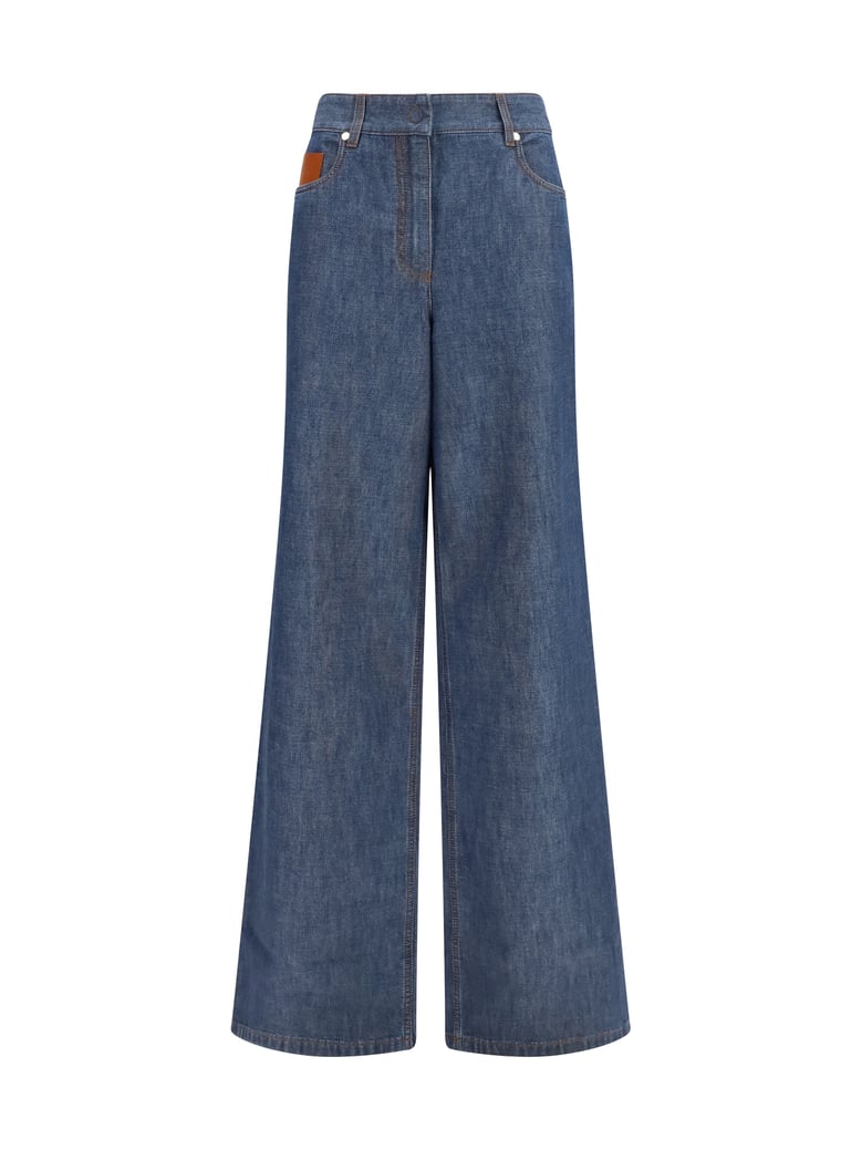 jeans wide-leg chambray navy by Selfnex