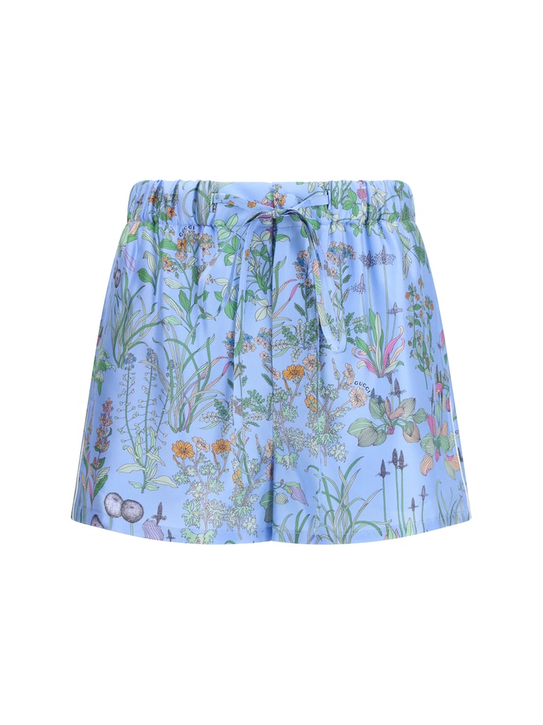 shorts printed silk twill azure/ivory by Selfnex