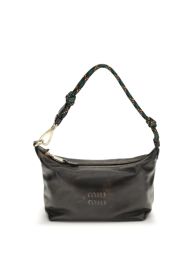 leather handbag coffee/green by Selfnex