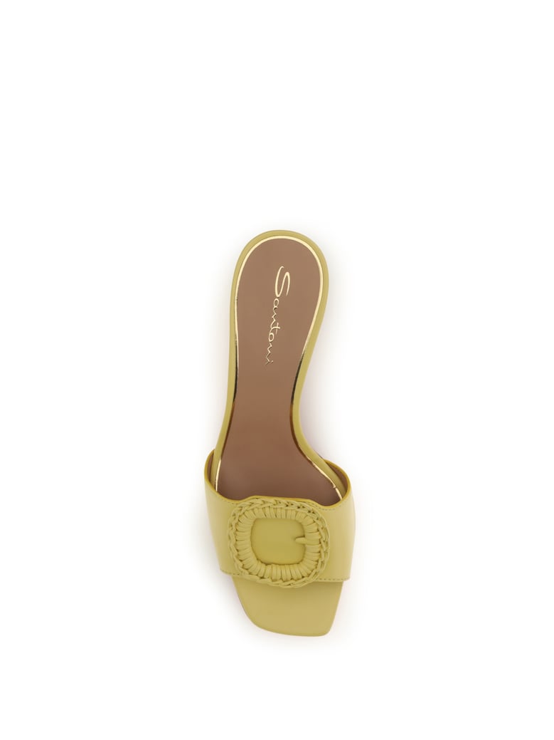 leather mule sandals yellow by Selfnex