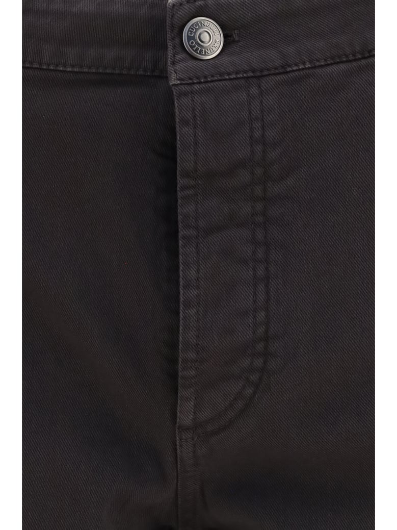 jeans with turn-up hem dark brown by Selfnex