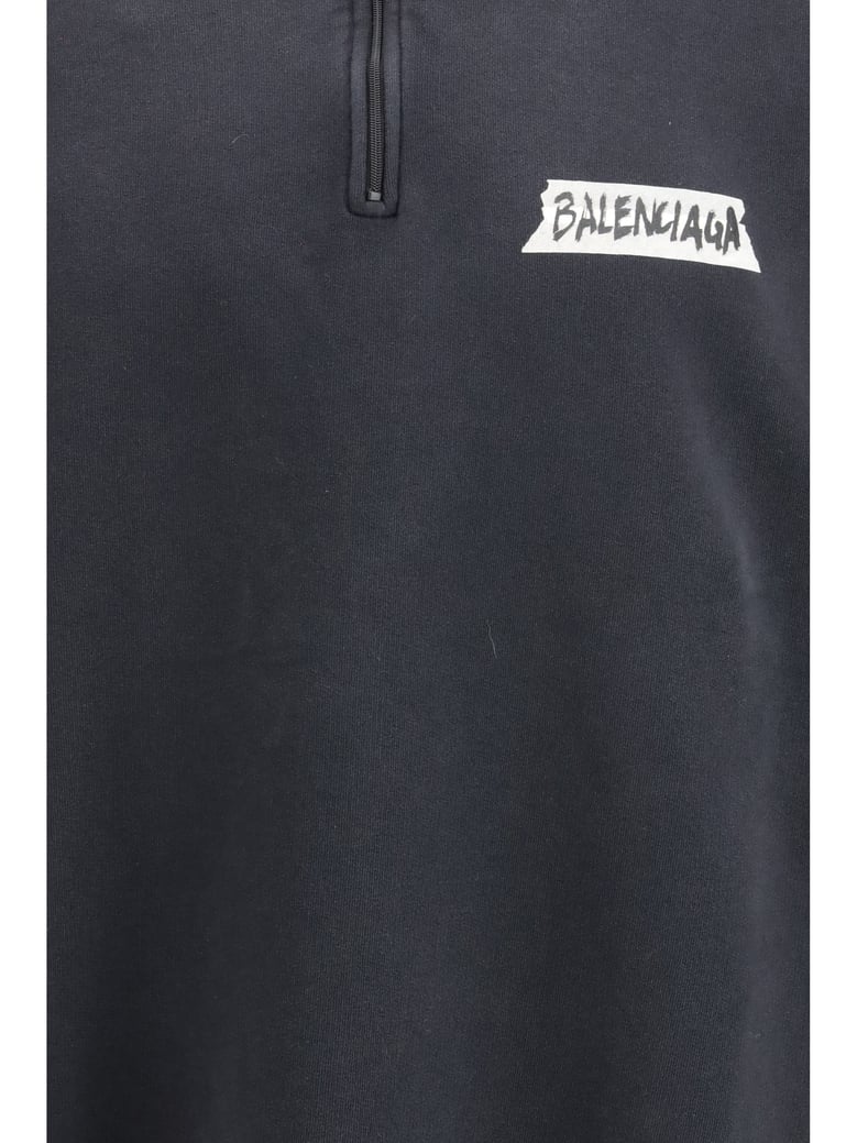 zipped sweatshirt faded washed black by Selfnex