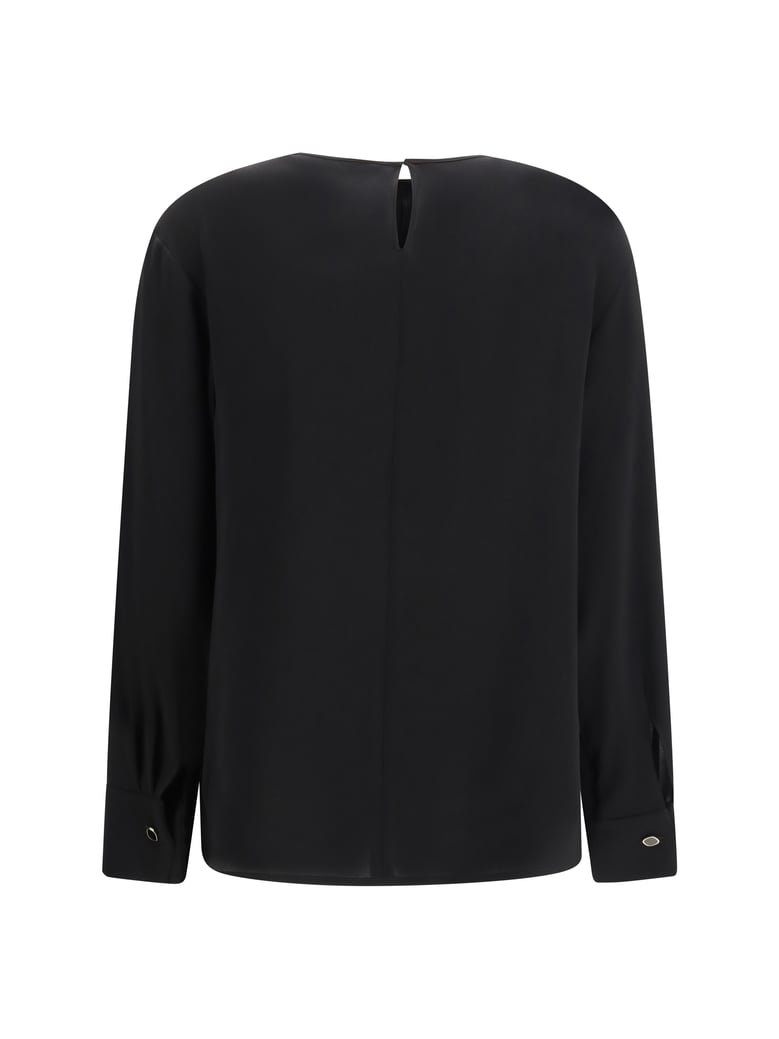 crew-neck blouse black by Selfnex