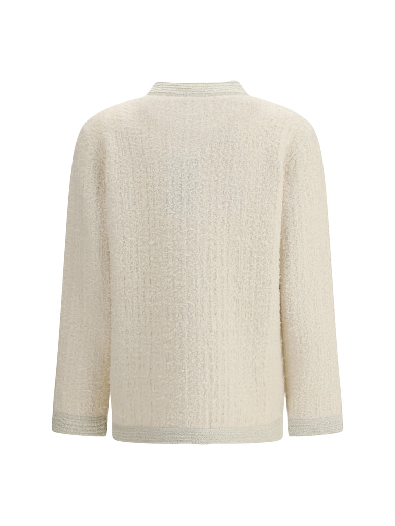 cardigan bouclé lamé wool ivory/silver by Selfnex