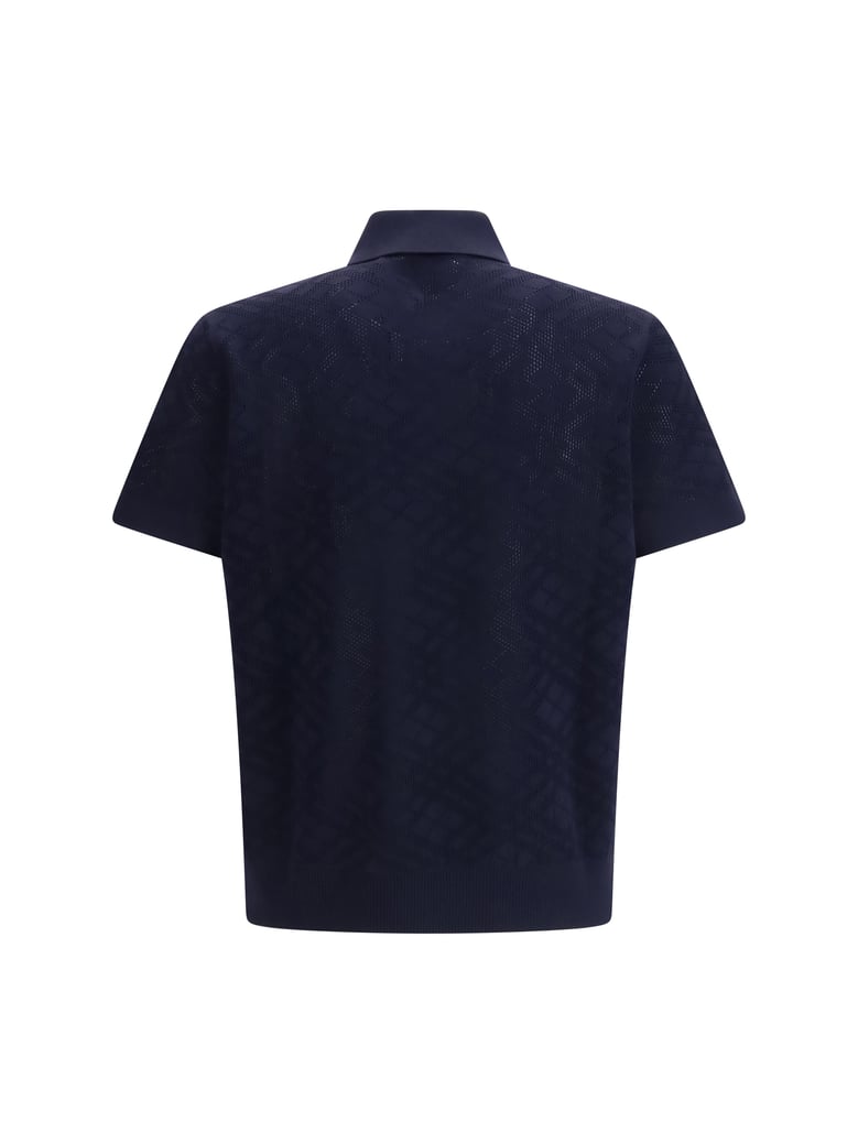 polo shirt check wool silhouette blue by Selfnex