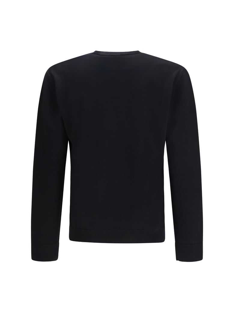 sweater with intarsia v, virgin wool, black/cream by Selfnex