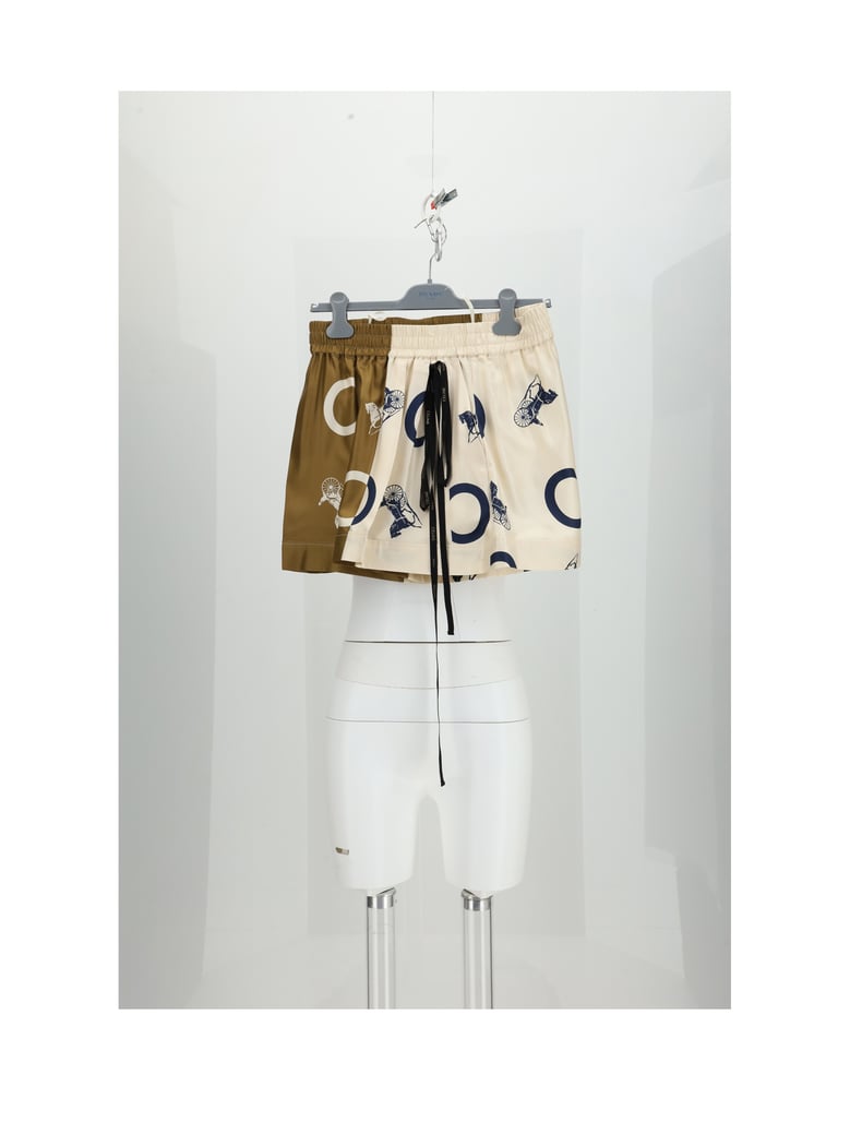 pyjama shorts silk off white/camel by Selfnex