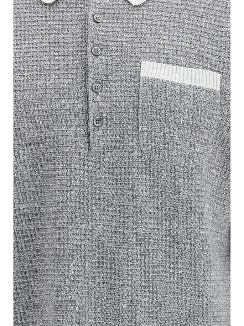 knit polo shirt light grey by Selfnex