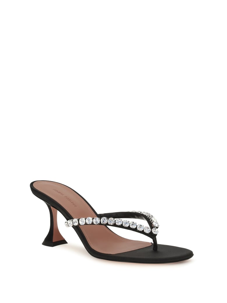thong sandals gigi black satin by Selfnex