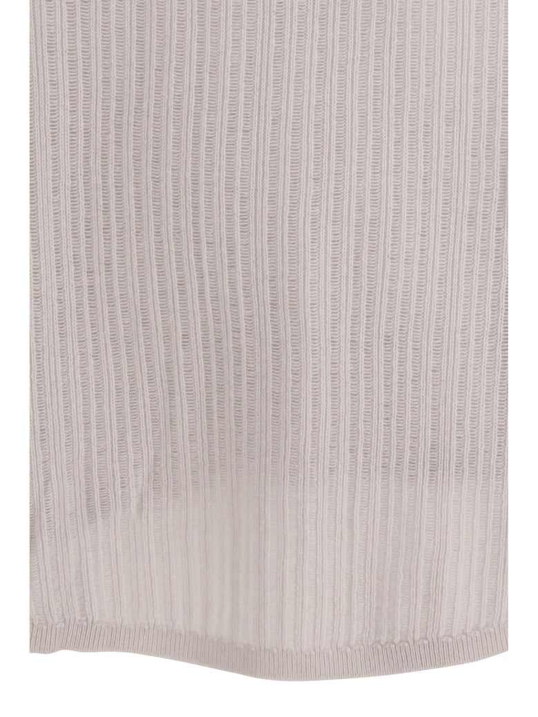 sweater rib-knit crewneck white by Selfnex