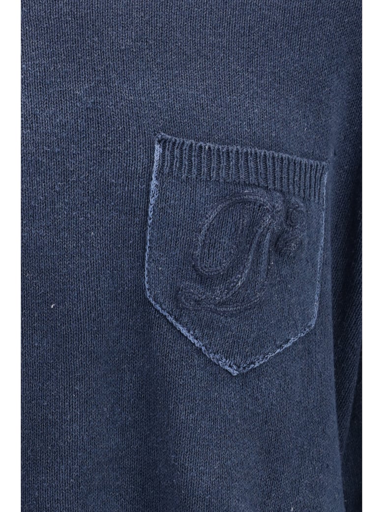 crew neck sweater navy blue by Selfnex