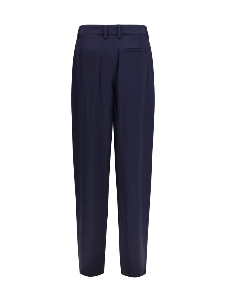pleated silk pants blue lapis by Selfnex