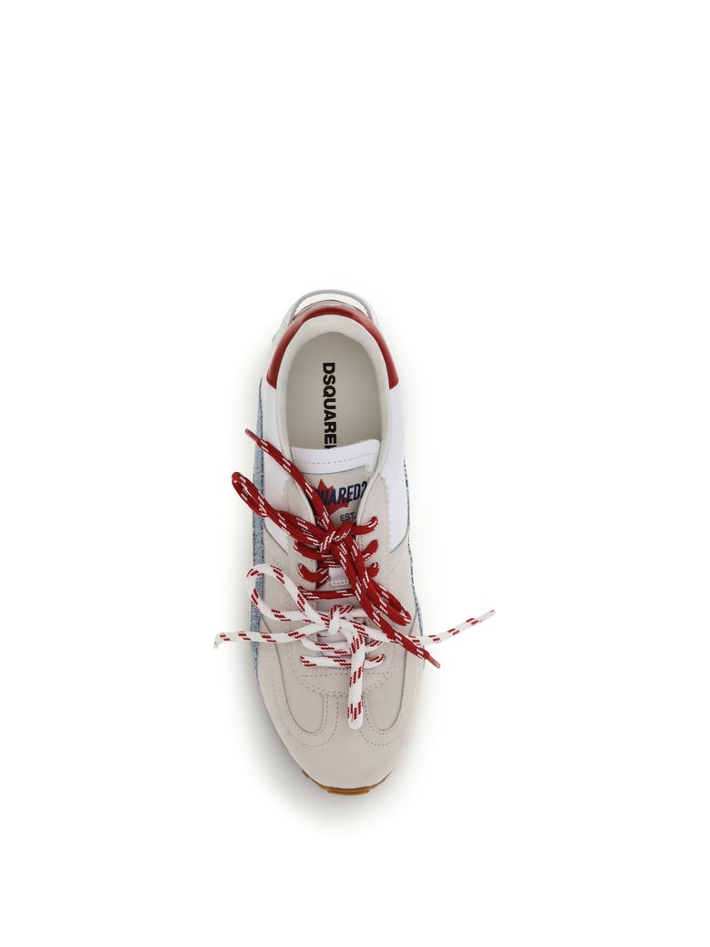 sneakers calf leather white/denim/red by Selfnex