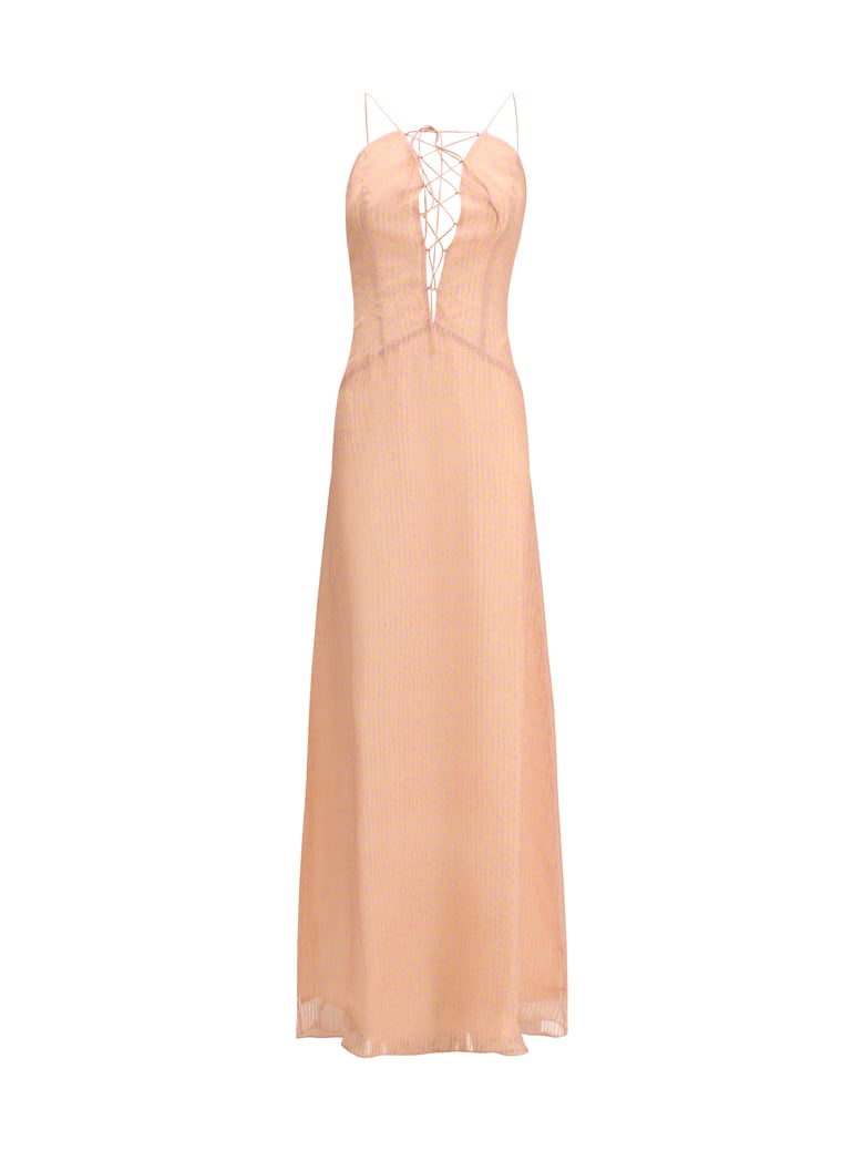 long silk dress charlene amnesia pink by Selfnex