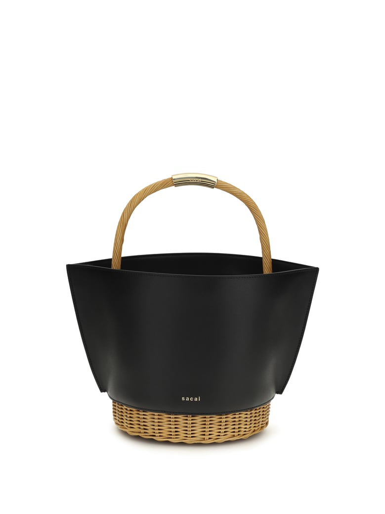 handbag leather and rattan black by Selfnex
