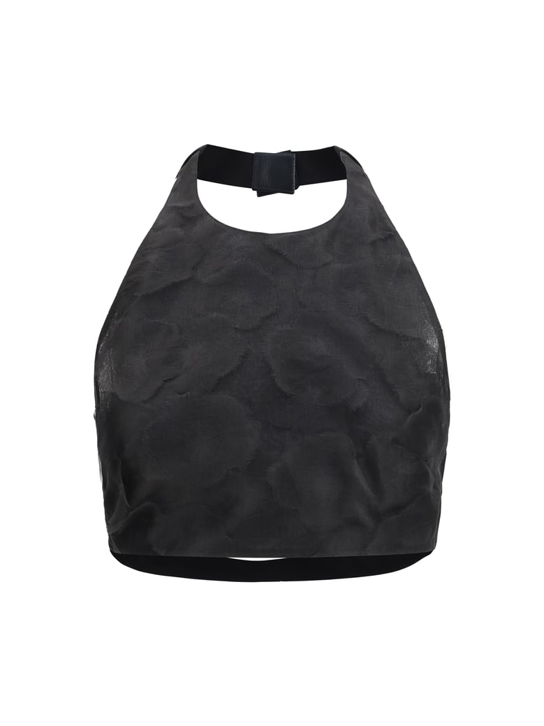 cropped top fumetto black silk by Selfnex