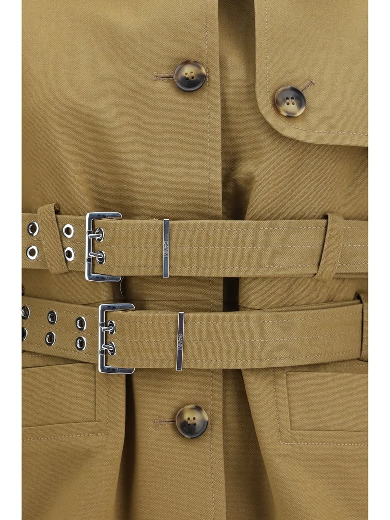 canvas jacket with double belt by Selfnex