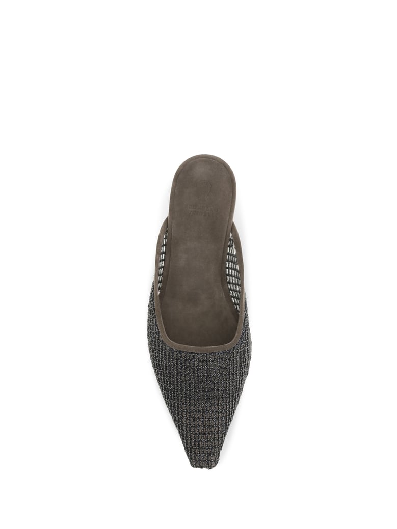 ballerina shoes suede with embellished net by Selfnex