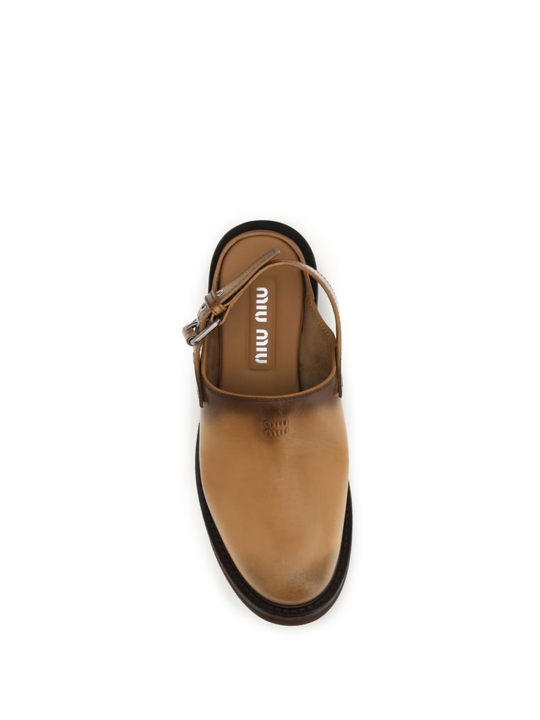 mules foule tan leather by Selfnex
