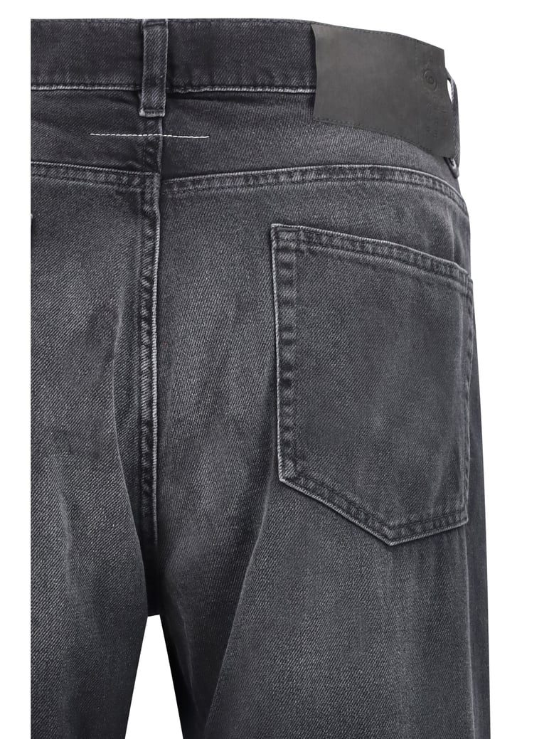 jeans straight-leg cotton black by Selfnex