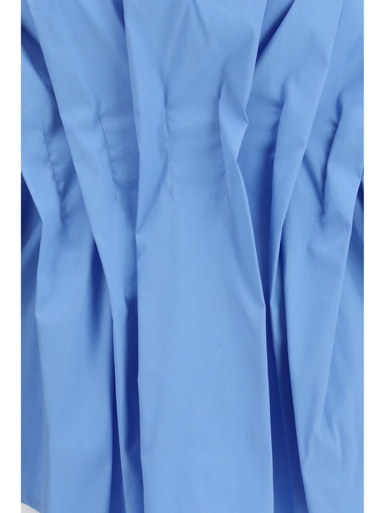 shirt with front ruching light blue by Selfnex