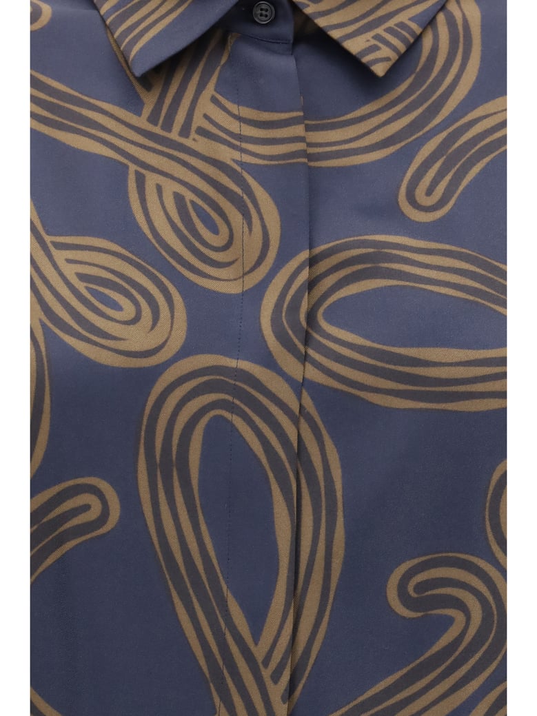 shirt silk twill navy/brown by Selfnex