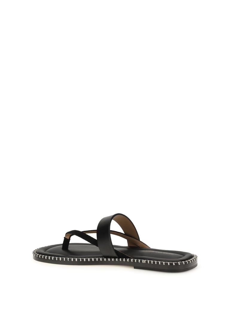 slip-on leather sandals with sequins black by Selfnex