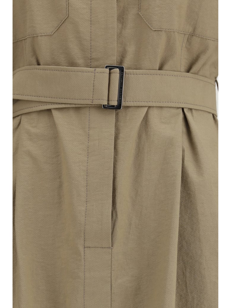 midi dress pocket-belted earth brown by Selfnex