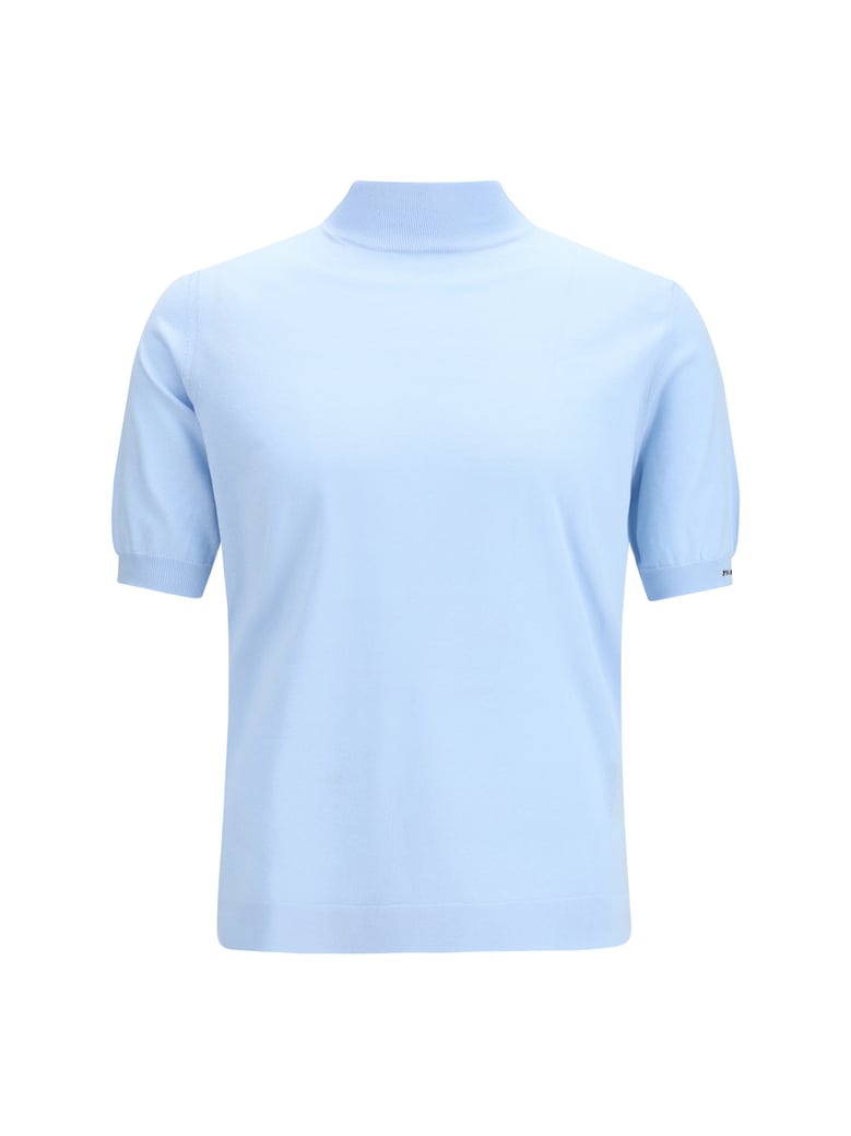 short-sleeve cotton sweater sky blue by Selfnex