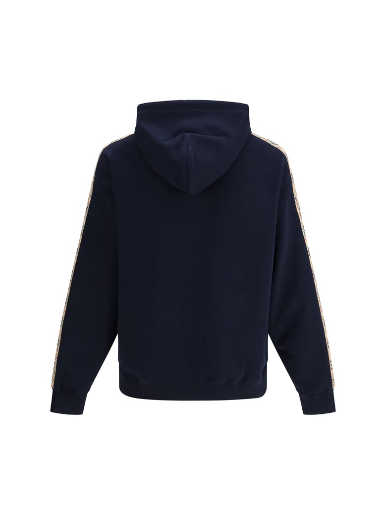 hoodie check trim cotton navy by Selfnex
