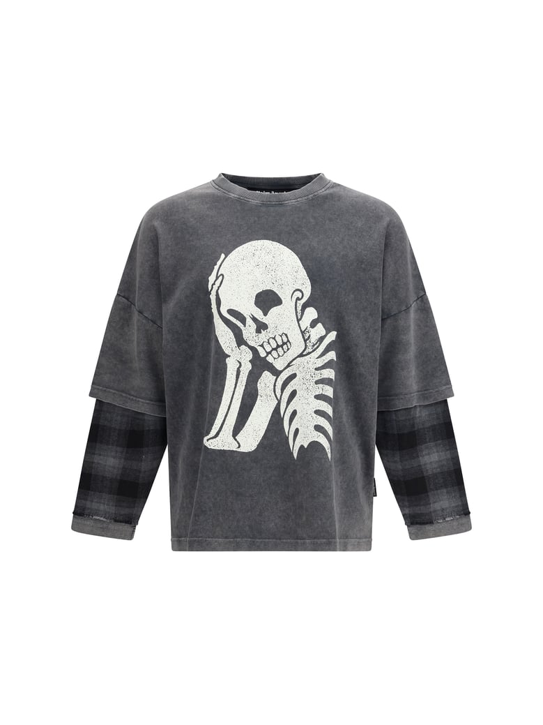 long-sleeved shirt skull double black/off-white by Selfnex