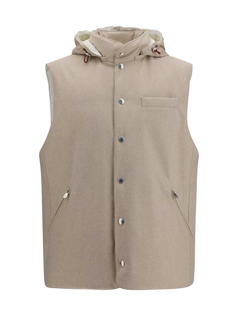 wool down vest sand/panama by Selfnex