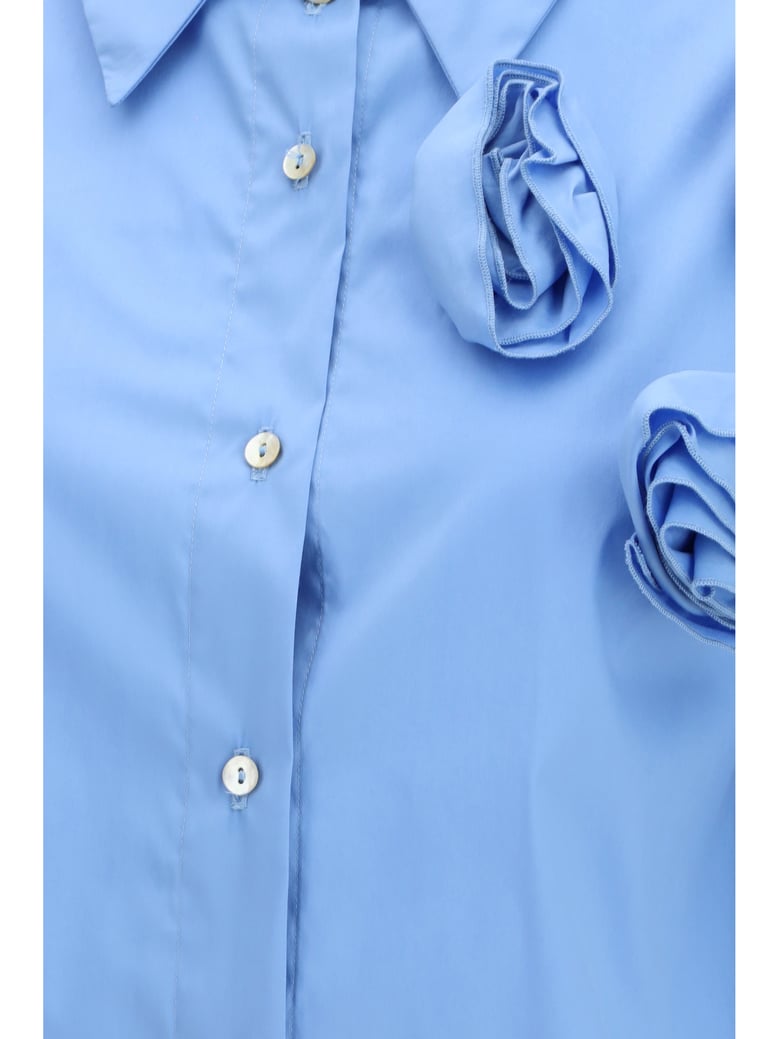 shirt with appliqué roses, light blue by Selfnex